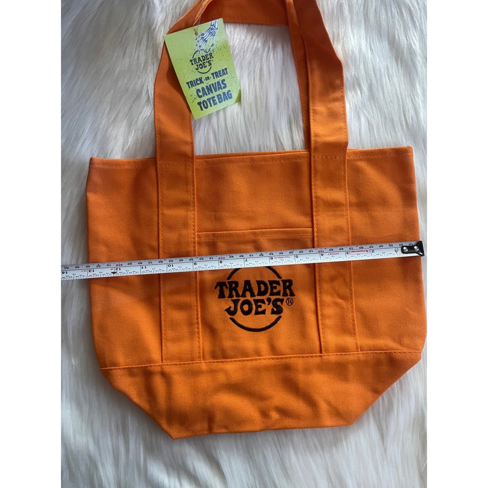 Trick or Treat Trader Joe's Mini Halloween Orange Canvas Tote Bag New - Picture 4 of 6